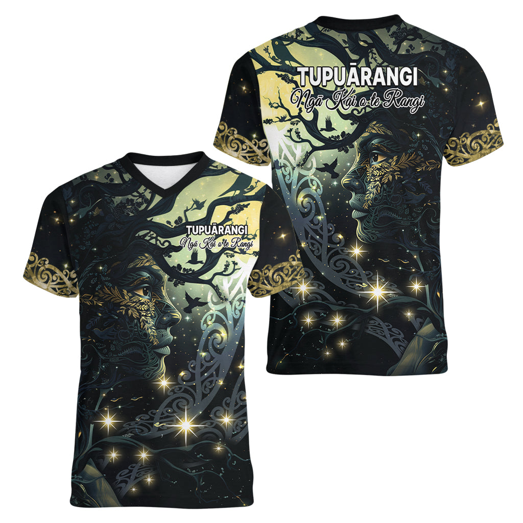 New Zealand Matariki Tupuarangi Women V-Neck T-Shirt Ngā Kai o te Rangi