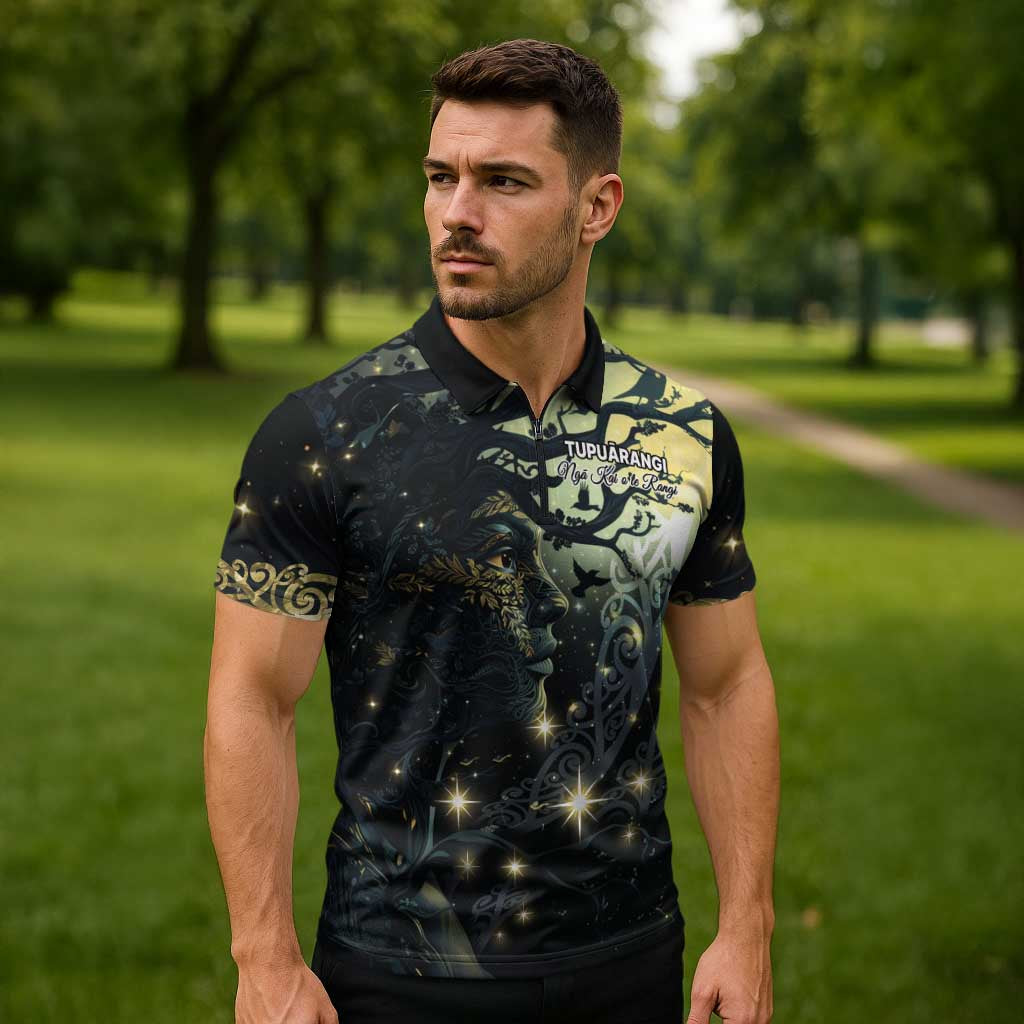 New Zealand Matariki Tupuarangi Zipper Polo Shirt Ng Kai o te Rangi - Polynesian Pride