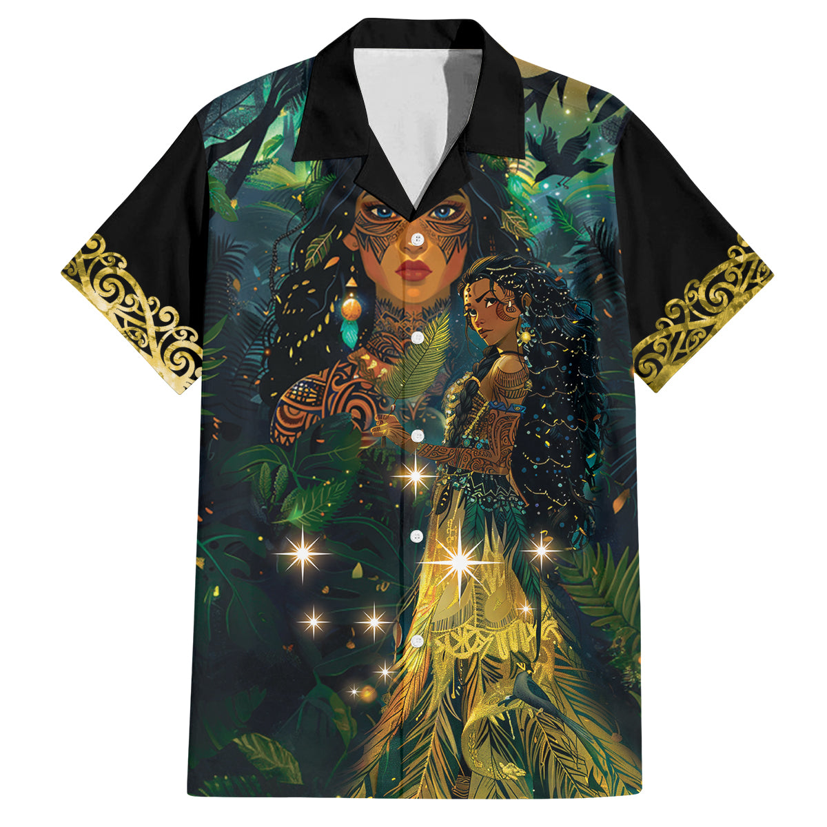 New Zealand Matariki Family Matching Off Shoulder Short Dress and Hawaiian Shirt Rongoā Māori Wellbeing and Good Luck