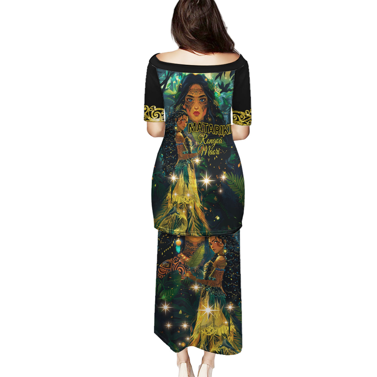 New Zealand Matariki Family Matching Puletasi and Hawaiian Shirt Rongoā Māori Wellbeing and Good Luck