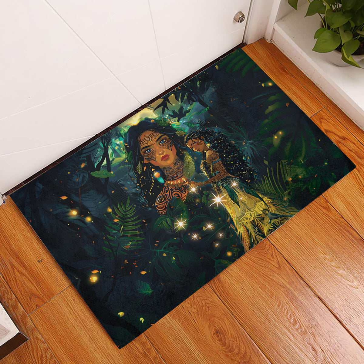 New Zealand Matariki Rubber Doormat Rongo Mori Wellbeing and Good Luck LT9 Art - Polynesian Pride