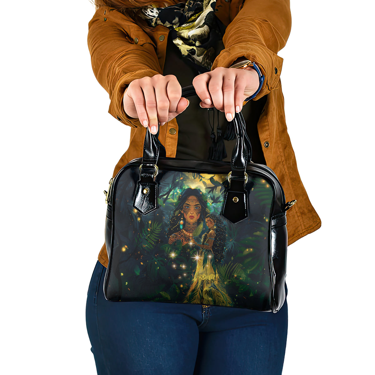 New Zealand Matariki Shoulder Handbag Rongo Mori Wellbeing and Good Luck LT9 One Size Art - Polynesian Pride