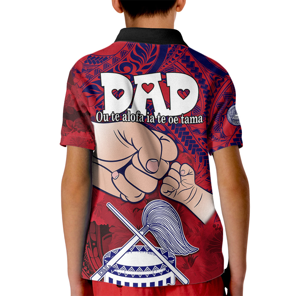 Fathers Day Polynesian Islands American Samoa Kid Polo Shirt Dad Ou Te Alofa Ia Te Oe Tama - Polynesian Flowers Tribal LT9 - Polynesian Pride