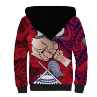 Dads Day American Samoa Sherpa Hoodie Dad Ou Te Alofa Ia Te Oe Tama - Polynesian Flowers Tribal LT9 - Polynesian Pride