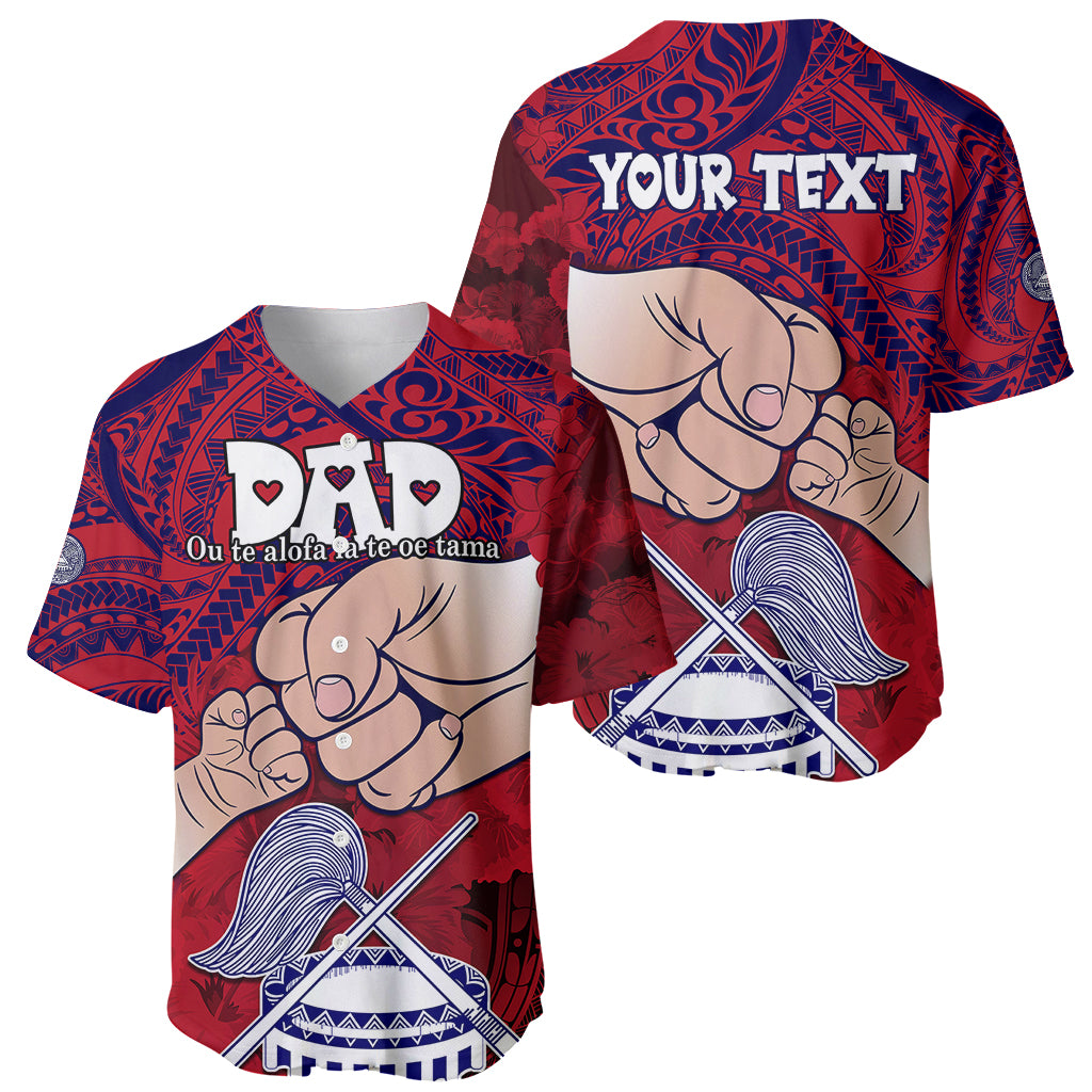 Personalised Fathers Day Polynesian Islands American Samoa Baseball Jersey Dad Ou Te Alofa Ia Te Oe Tama - Polynesian Flowers Tribal LT9 - Polynesian Pride