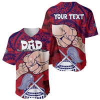 Personalised Fathers Day Polynesian Islands American Samoa Baseball Jersey Dad Ou Te Alofa Ia Te Oe Tama - Polynesian Flowers Tribal LT9 - Polynesian Pride