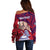 Personalised Dads Day American Samoa Off Shoulder Sweater Dad Ou Te Alofa Ia Te Oe Tama - Polynesian Flowers Tribal LT9 - Polynesian Pride
