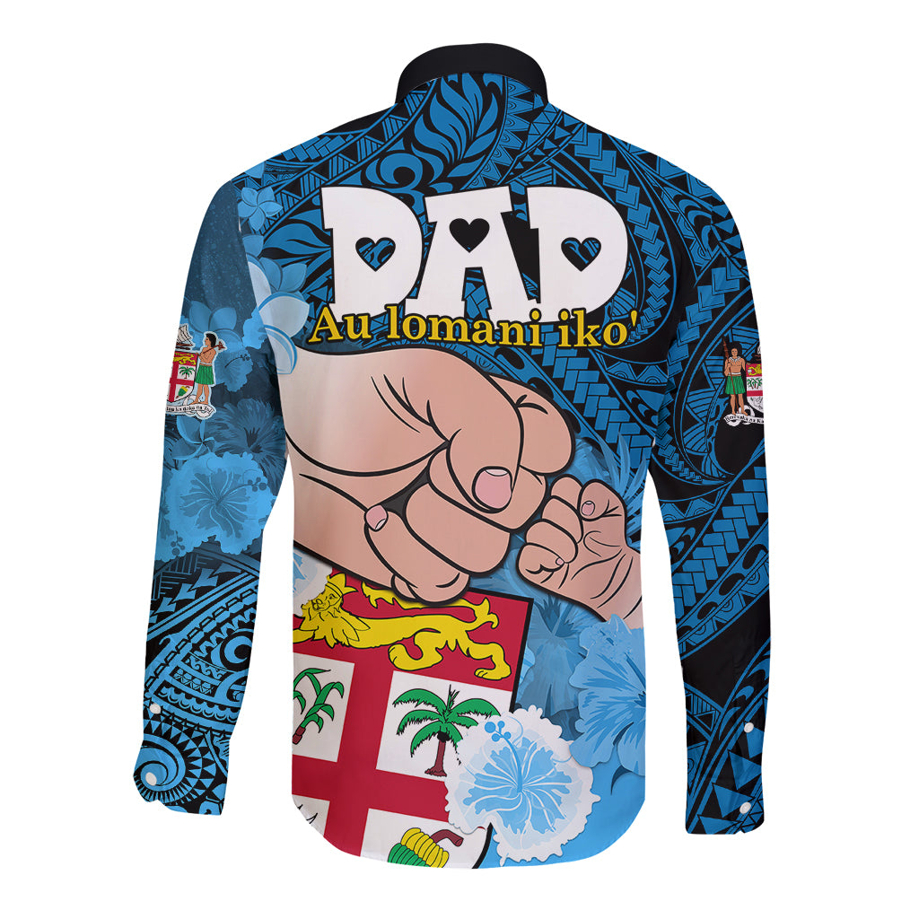 Dads Day Fiji Long Sleeve Button Shirt Dad Au Lomani Iko - Polynesian Flowers Tribal LT9 - Polynesian Pride