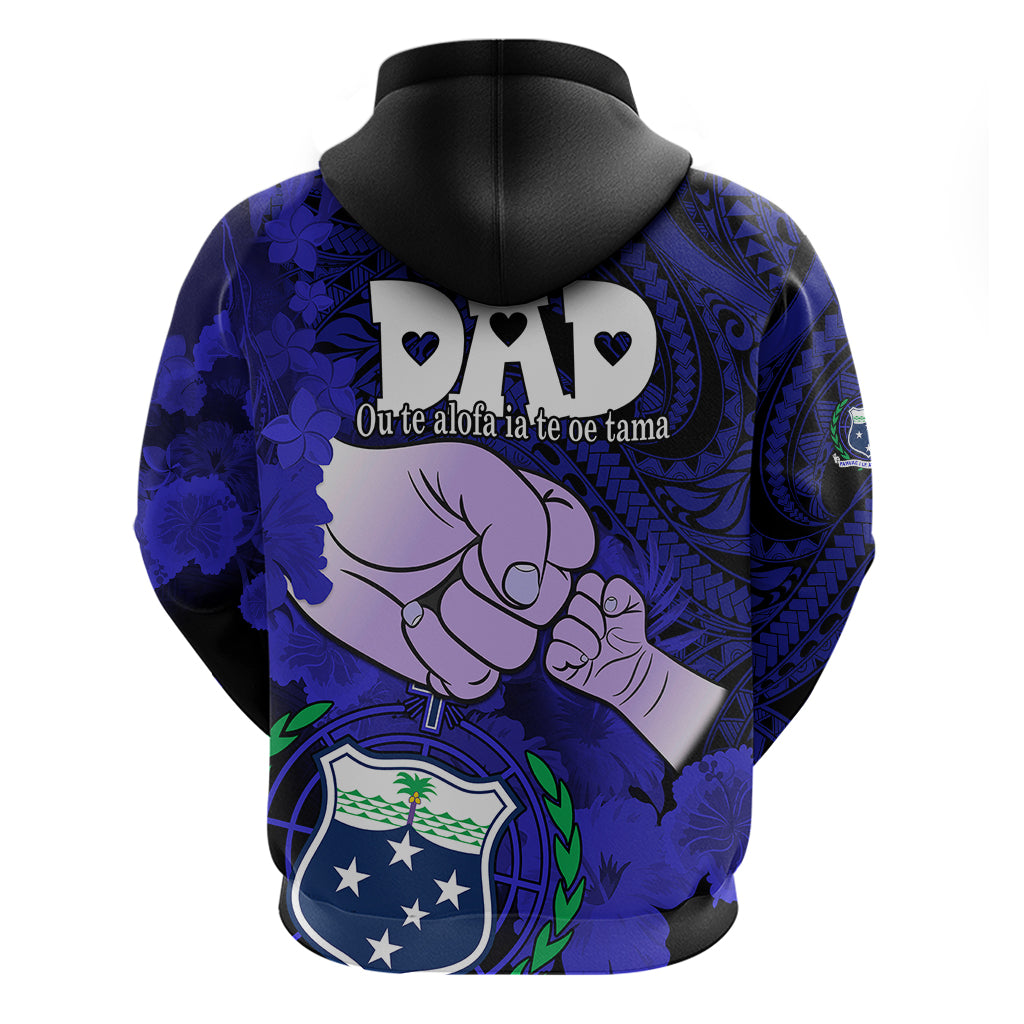 Dads Day Samoa Hoodie Dad Ou Te Alofa Ia Te Oe Tama Blue Polynesian Flowers Tribal LT9 - Polynesian Pride