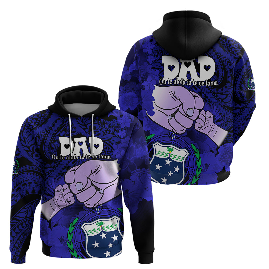 Dads Day Samoa Hoodie Dad Ou Te Alofa Ia Te Oe Tama Blue Polynesian Flowers Tribal LT9 - Polynesian Pride