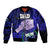 Dads Day Samoa Sleeve Zip Bomber Jacket Dad Ou Te Alofa Ia Te Oe Tama - Blue Polynesian Flowers Tribal LT9 Unisex Blue - Polynesian Pride