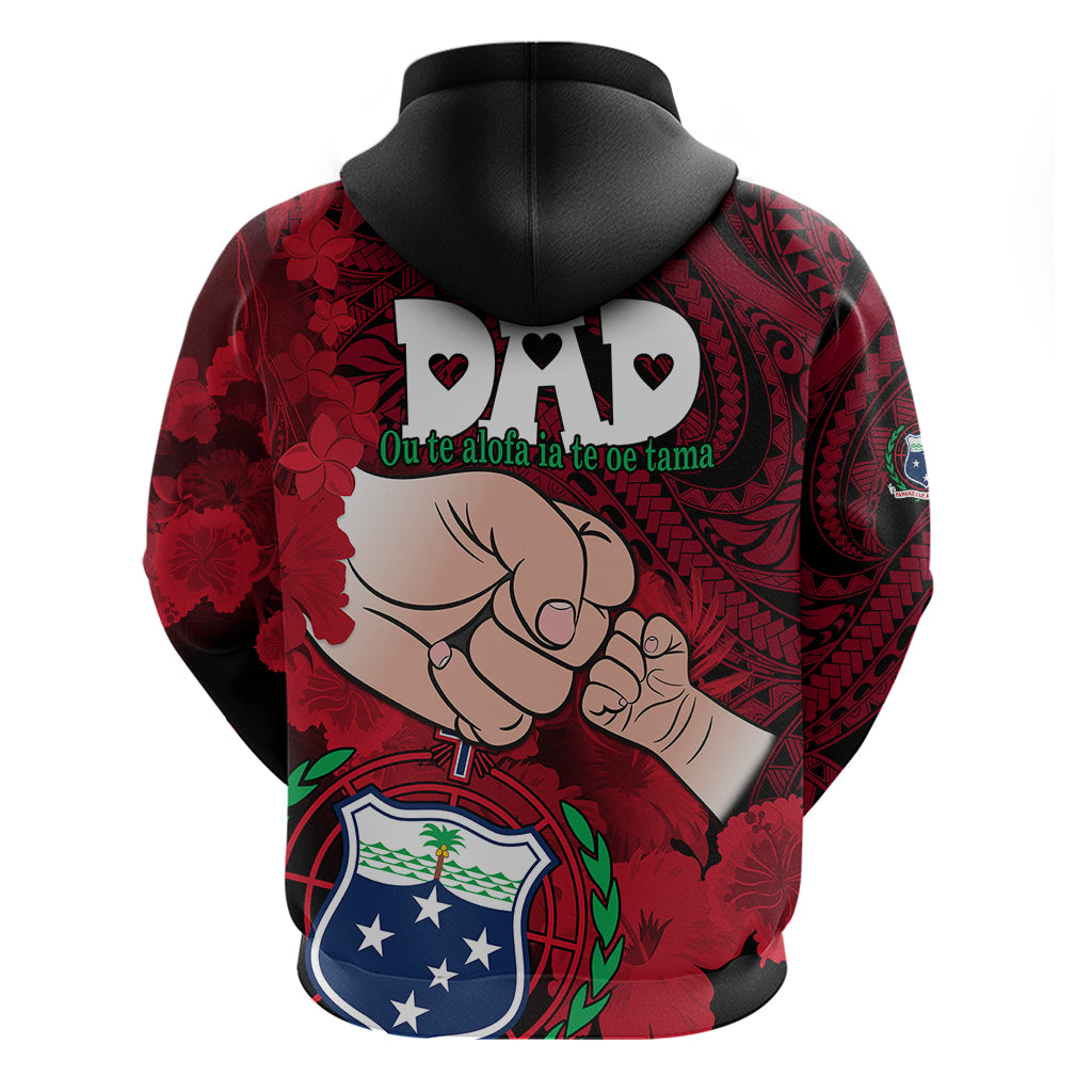 Dads Day Samoa Hoodie Dad Ou Te Alofa Ia Te Oe Tama Red Polynesian Flowers Tribal LT9 - Polynesian Pride