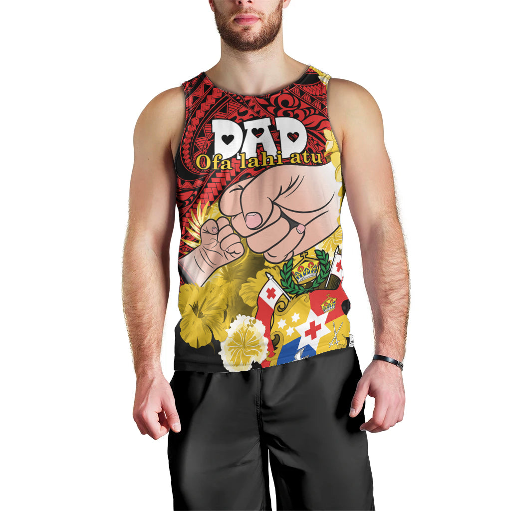 Personalised Dads Day Tonga Men Tank Top Dad Ofa lahi atu - Polynesian Flowers Tribal LT9 - Polynesian Pride