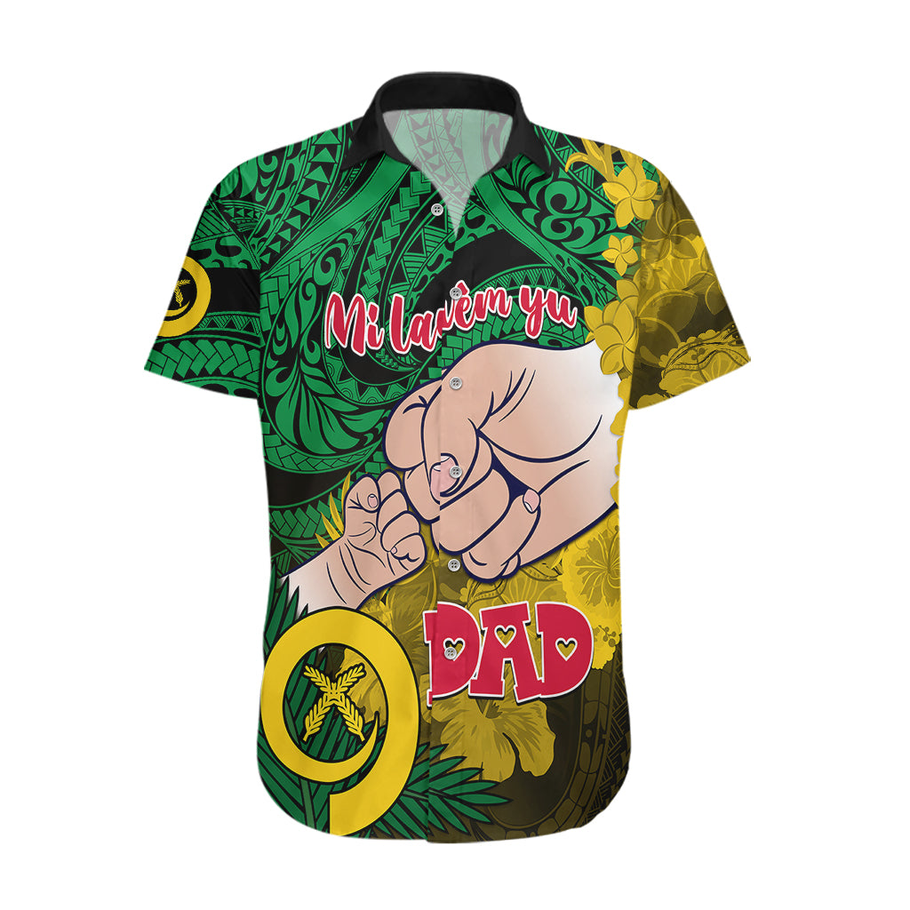 Dads Day Vanuatu Hawaiian Shirt Dad Mi lavem yu - Polynesian Flowers Tribal LT9 Green - Polynesian Pride