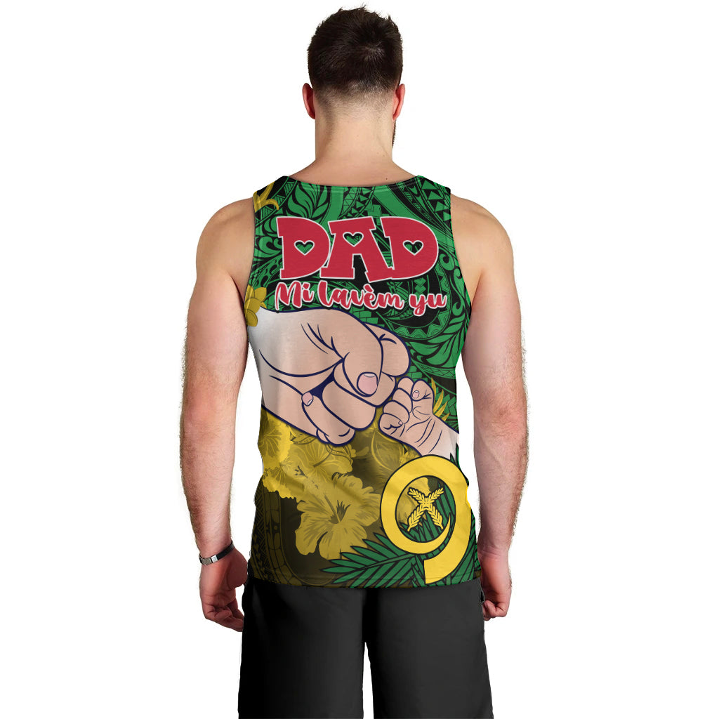 Dads Day Vanuatu Men Tank Top Dad Mi lavem yu - Polynesian Flowers Tribal LT9 - Polynesian Pride