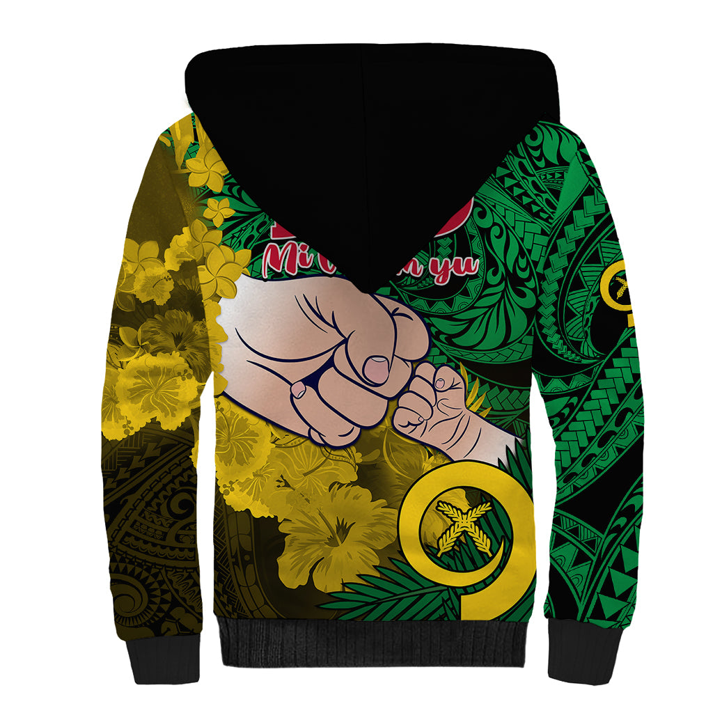 Dads Day Vanuatu Sherpa Hoodie Dad Mi lavem yu - Polynesian Flowers Tribal LT9 - Polynesian Pride