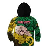 Personalised Fathers Day Polynesian Islands Vanuatu Kid Hoodie Dad Mi lavem yu - Polynesian Flowers Tribal LT9 - Polynesian Pride