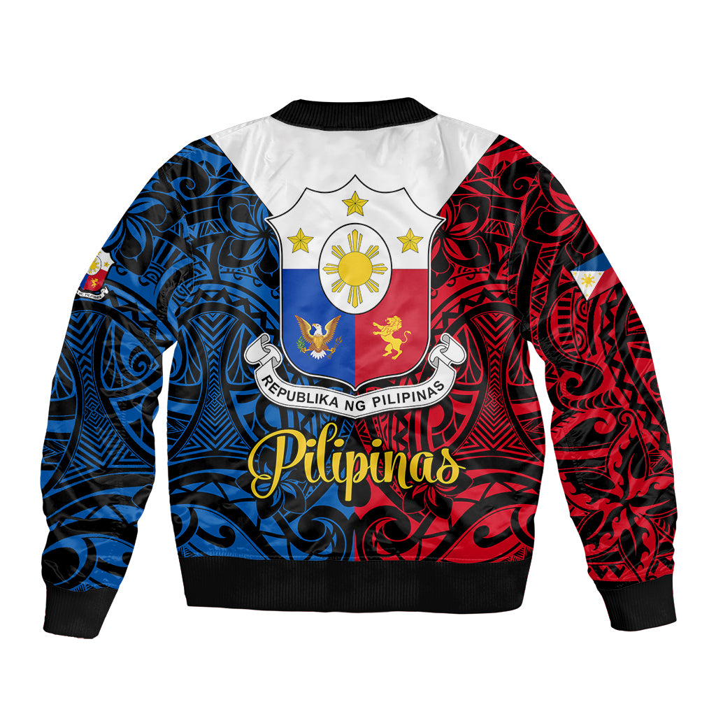 125th Independence Anniversary Philippines Bomber Jacket Polynesian Pilipinas Flag Style - Black LT9 - Polynesian Pride
