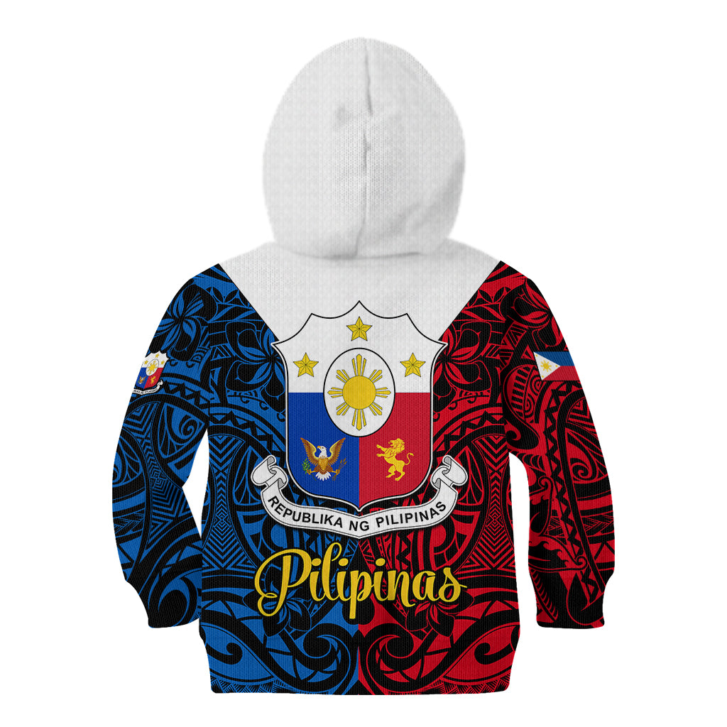 Polynesian Philippines Kid Hoodie Pilipinas Flag Style for 125th Independence Anniversary Black LT9 - Polynesian Pride