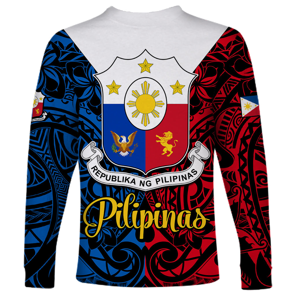 125th Independence Anniversary Philippines Long Sleeve Shirt Polynesian Pilipinas Flag Style - Black LT9 - Polynesian Pride
