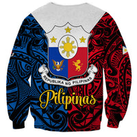 125th Independence Anniversary Philippines Sweatshirt Polynesian Pilipinas Flag Style - Black LT9 - Polynesian Pride