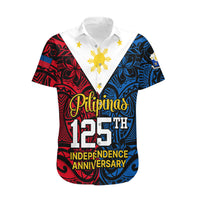 Personalised 125th Independence Anniversary Philippines Hawaiian Shirt Polynesian Pilipinas Flag Style - Black LT9 Black - Polynesian Pride