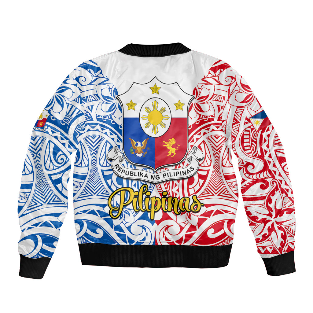 Polynesian Philippines Bomber Jacket Pilipinas Flag Style for 125th Independence Anniversary White LT9 - Polynesian Pride