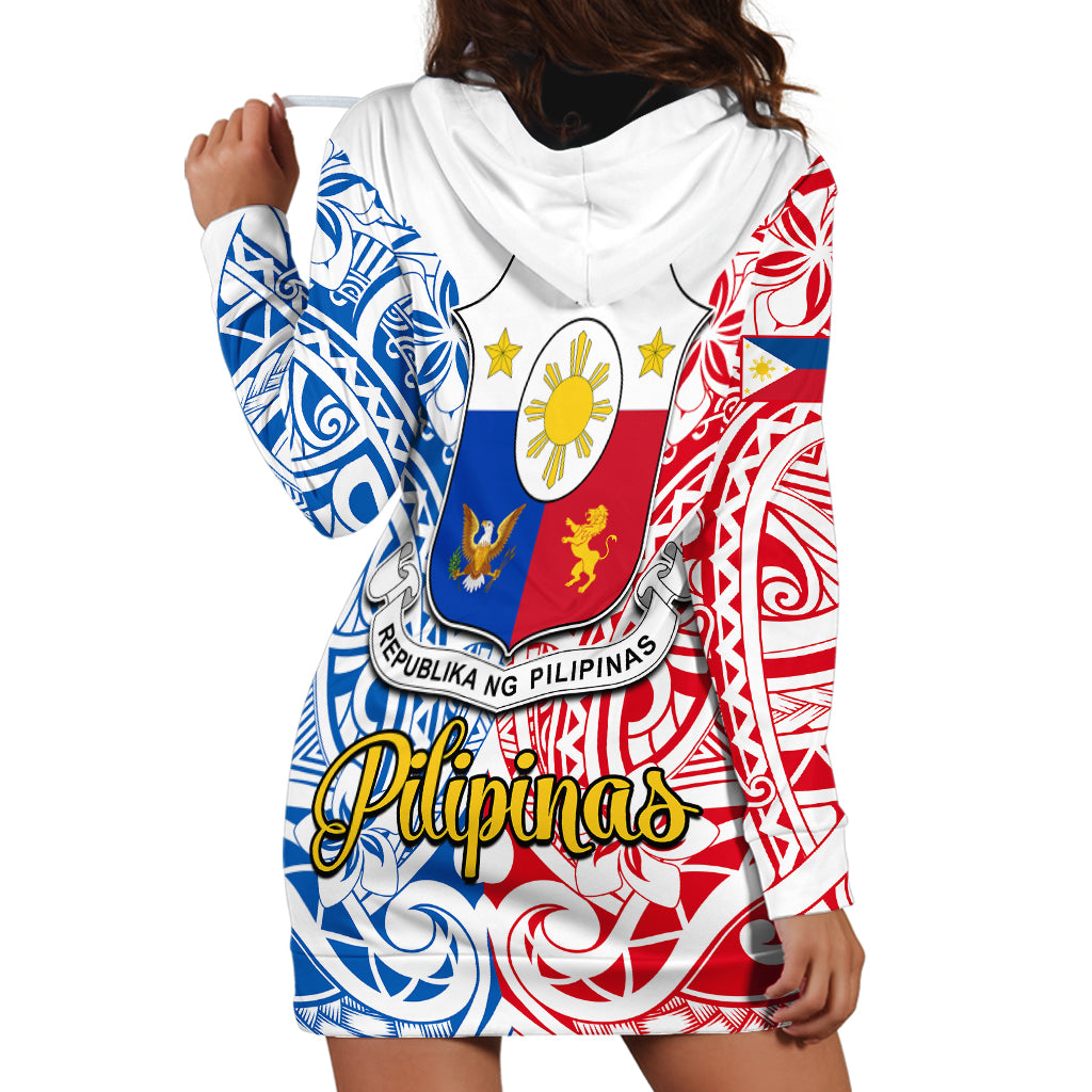 Polynesian Philippines Hoodie Dress Pilipinas Flag Style for 125th Independence Anniversary White LT9 - Polynesian Pride