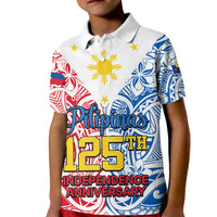 Polynesian Philippines Kid Polo Shirt Pilipinas Flag Style for 125th Independence Anniversary White LT9 Kid White - Polynesian Pride