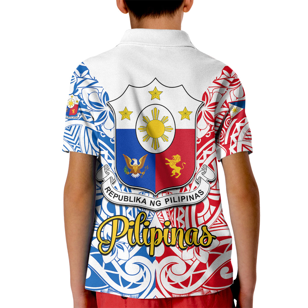 125th Independence Anniversary Philippines Kid Polo Shirt Polynesian Pilipinas Flag Style - White LT9 - Polynesian Pride