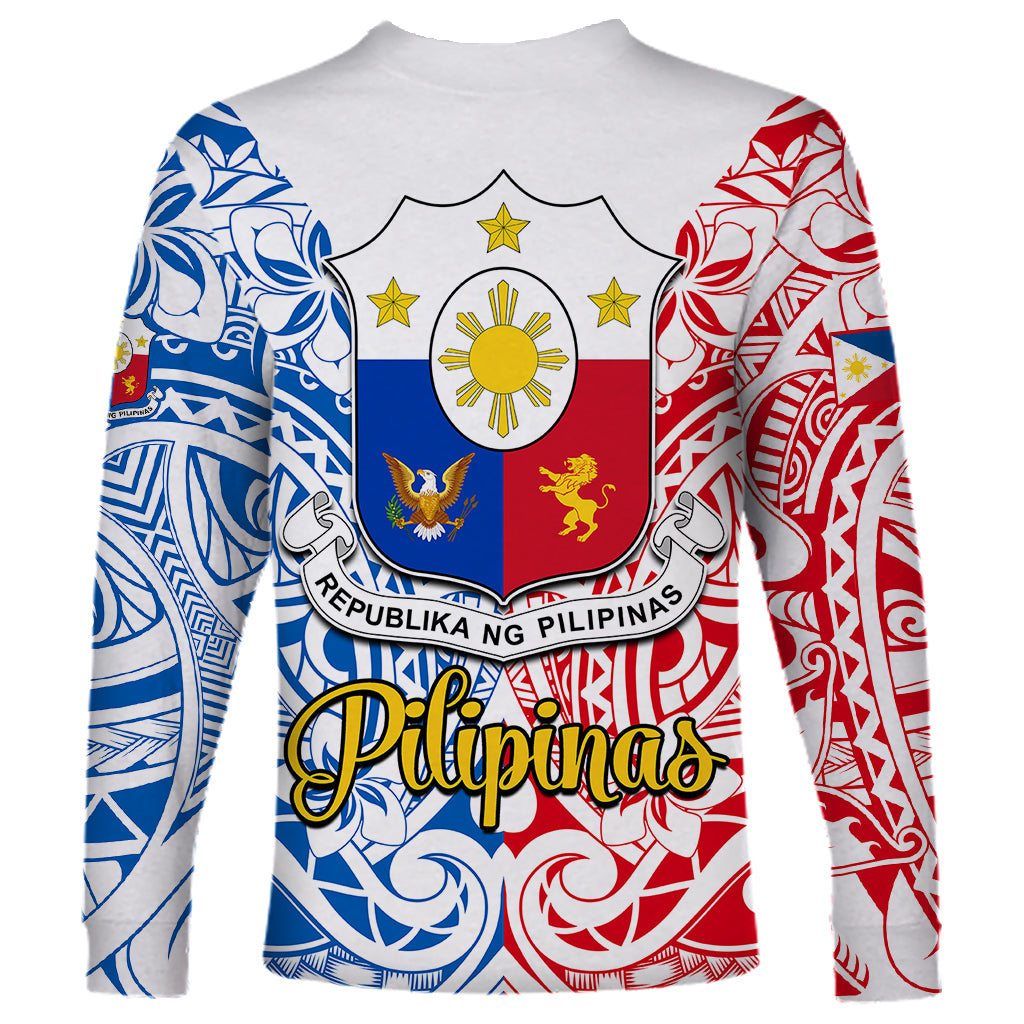Polynesian Philippines Long Sleeve Shirt Pilipinas Flag Style for 125th Independence Anniversary White LT9 - Polynesian Pride