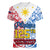125th Independence Anniversary Philippines Women V Neck T Shirt Polynesian Pilipinas Flag Style - White LT9 Female White - Polynesian Pride