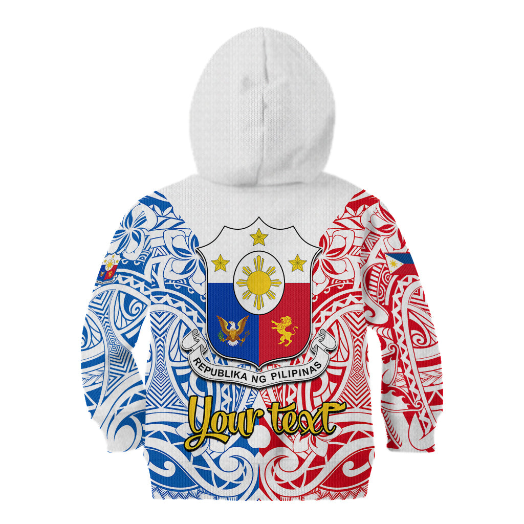 Personalised 125th Independence Anniversary Philippines Kid Hoodie Polynesian Pilipinas Flag Style - White LT9 - Polynesian Pride
