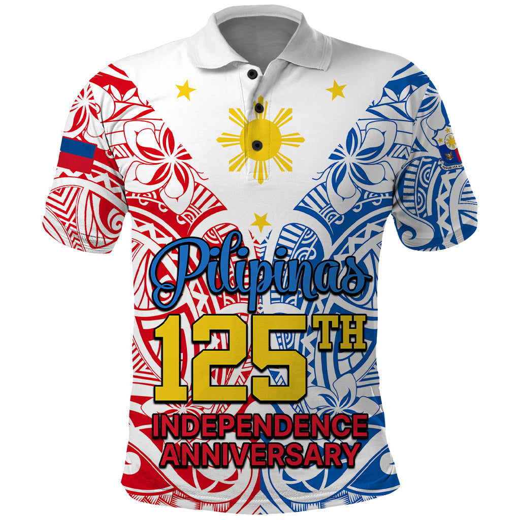 Custom Polynesian Philippines Polo Shirt Pilipinas Flag Style for 125th Independence Anniversary White LT9 White - Polynesian Pride