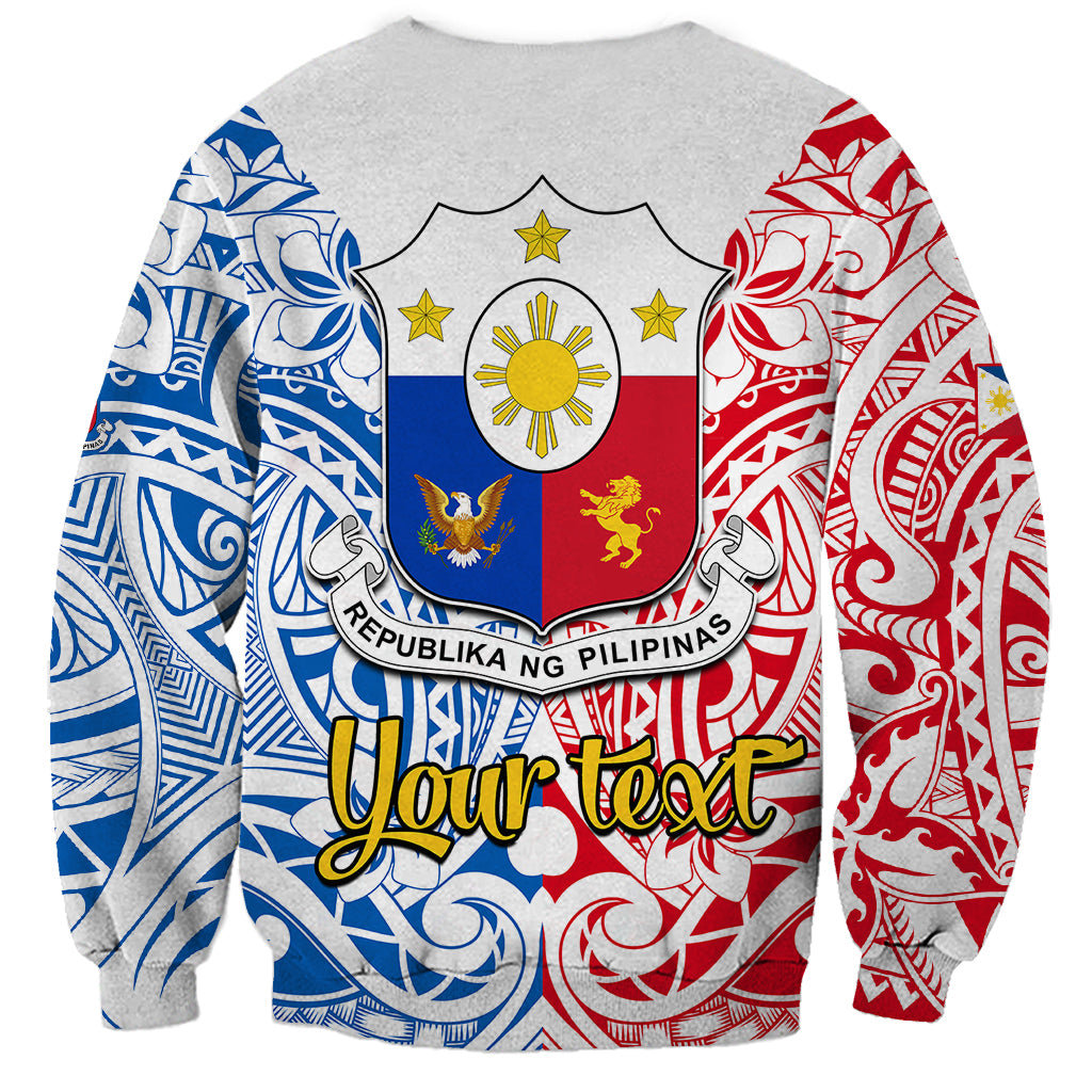 Personalised Polynesian Philippines Sweatshirt Pilipinas Flag Style for 125th Independence Anniversary White LT9 - Polynesian Pride