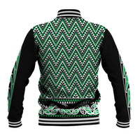 New Zealand Maori Niho Taniwha Baseball Jacket Kakariki Mangopare and Puhoro Pattern