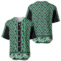 New Zealand Maori Niho Taniwha Baseball Jersey Kakariki Mangopare and Puhoro Pattern