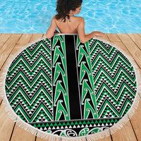 New Zealand Maori Niho Taniwha Beach Blanket Kakariki Mangopare and Puhoro Pattern