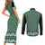 New Zealand Maori Niho Taniwha Couples Matching Short Sleeve Bodycon Dress and Long Sleeve Button Shirt Kakariki Mangopare and Puhoro Pattern