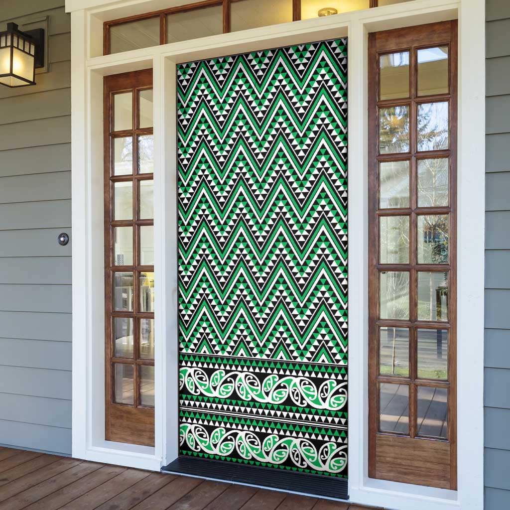 New Zealand Maori Niho Taniwha Door Cover Kakariki Mangopare and Puhoro Pattern - Polynesian Pride