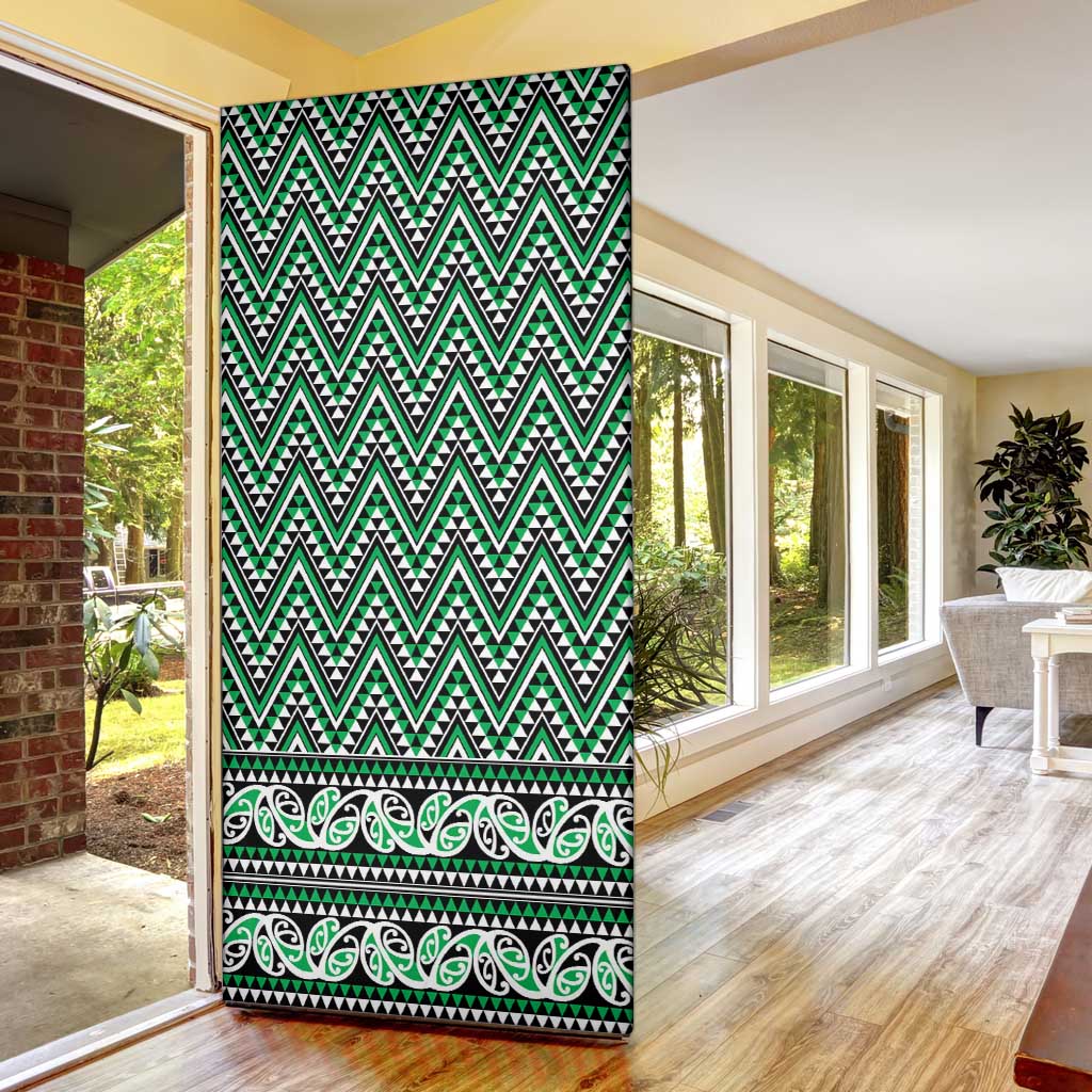 New Zealand Maori Niho Taniwha Door Cover Kakariki Mangopare and Puhoro Pattern - Polynesian Pride