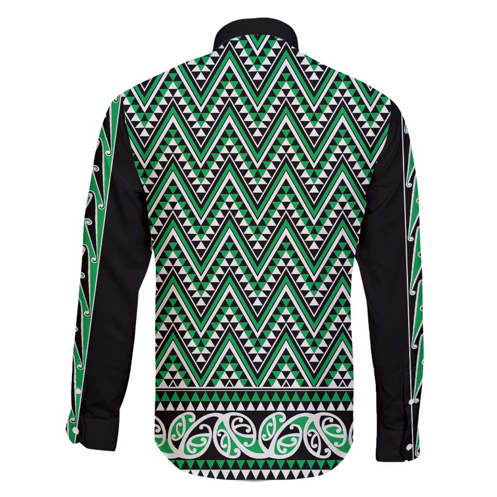 New Zealand Maori Niho Taniwha Family Matching Long Sleeve Bodycon Dress and Hawaiian Shirt Kakariki Mangopare and Puhoro Pattern