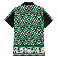 New Zealand Maori Niho Taniwha Family Matching Off The Shoulder Long Sleeve Dress and Hawaiian Shirt Kakariki Mangopare and Puhoro Pattern