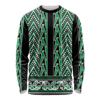 New Zealand Maori Niho Taniwha Long Sleeve Shirt Kakariki Mangopare and Puhoro Pattern