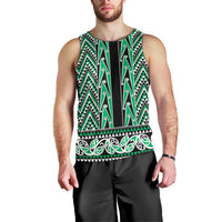 New Zealand Maori Niho Taniwha Men Tank Top Kakariki Mangopare and Puhoro Pattern