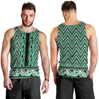 New Zealand Maori Niho Taniwha Men Tank Top Kakariki Mangopare and Puhoro Pattern