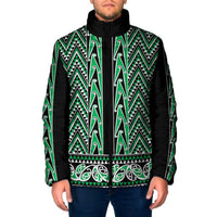 New Zealand Maori Niho Taniwha Padded Jacket Kakariki Mangopare and Puhoro Pattern - Polynesian Pride