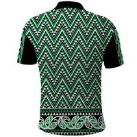 New Zealand Maori Niho Taniwha Polo Shirt Kakariki Mangopare and Puhoro Pattern