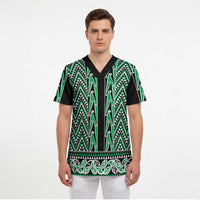 New Zealand Maori Niho Taniwha Scrub Top Kakariki Mangopare and Puhoro Pattern - Polynesian Pride