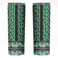 New Zealand Maori Niho Taniwha Skinny Tumbler Kakariki Mangopare and Puhoro Pattern